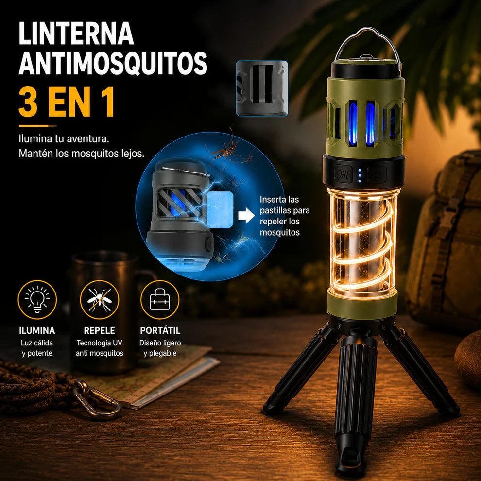 Linterna Antimosquitos - Multifunción 3 en 1