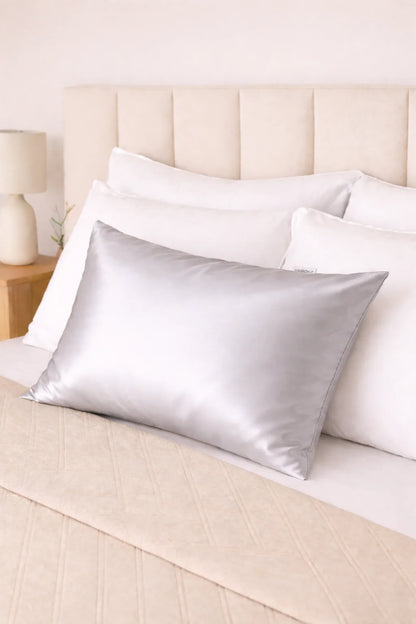 Funda de almohada satén gris para modelo ( Almohada de punto ergonómica 3D ) - additional image 3